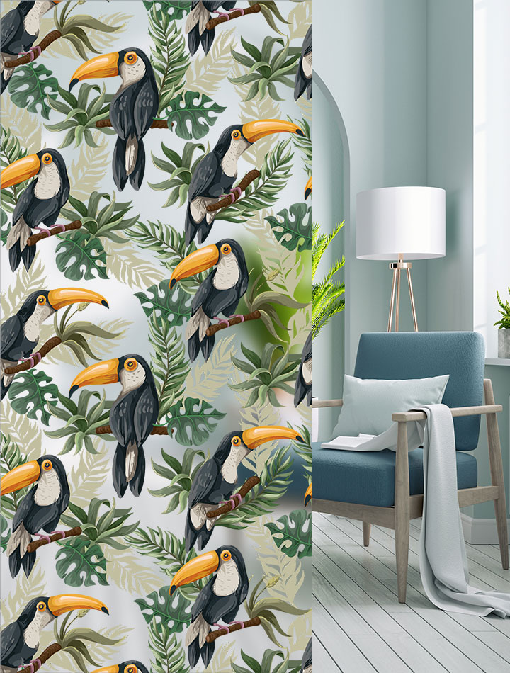 autocolant transparent papagali